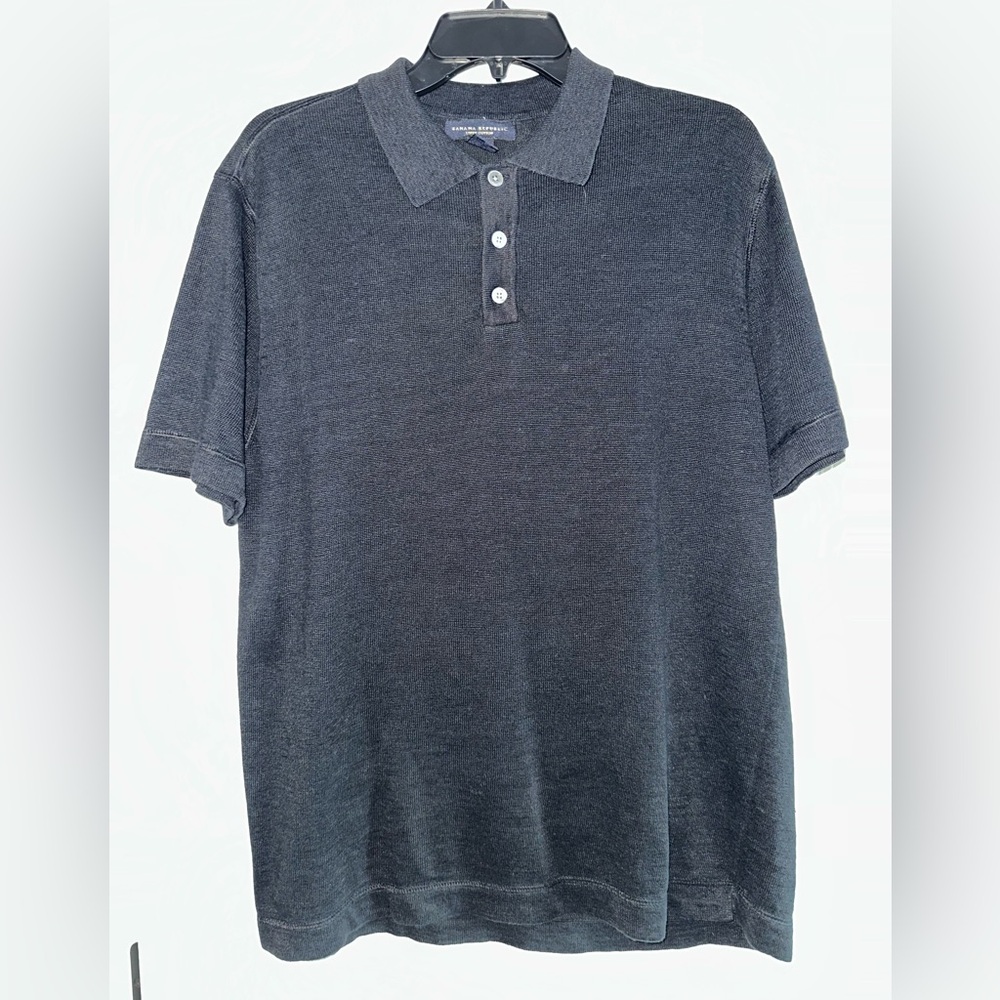 Men’s Banana Republic Black Polo linen blend size medium